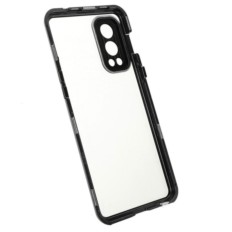 Hoesje voor OnePlus Nord 2 5G Tweezijdig Magnetisch Gehard Glas En Metaal