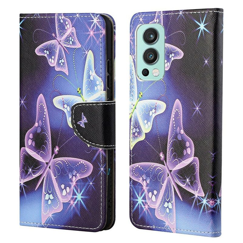 Leren Hoesje voor OnePlus Nord 2 5G Neonvlinders