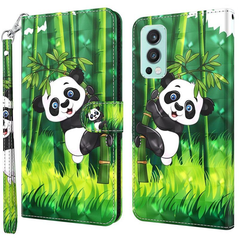 Leren Hoesje voor OnePlus Nord 2 5G Panda En Bamboe