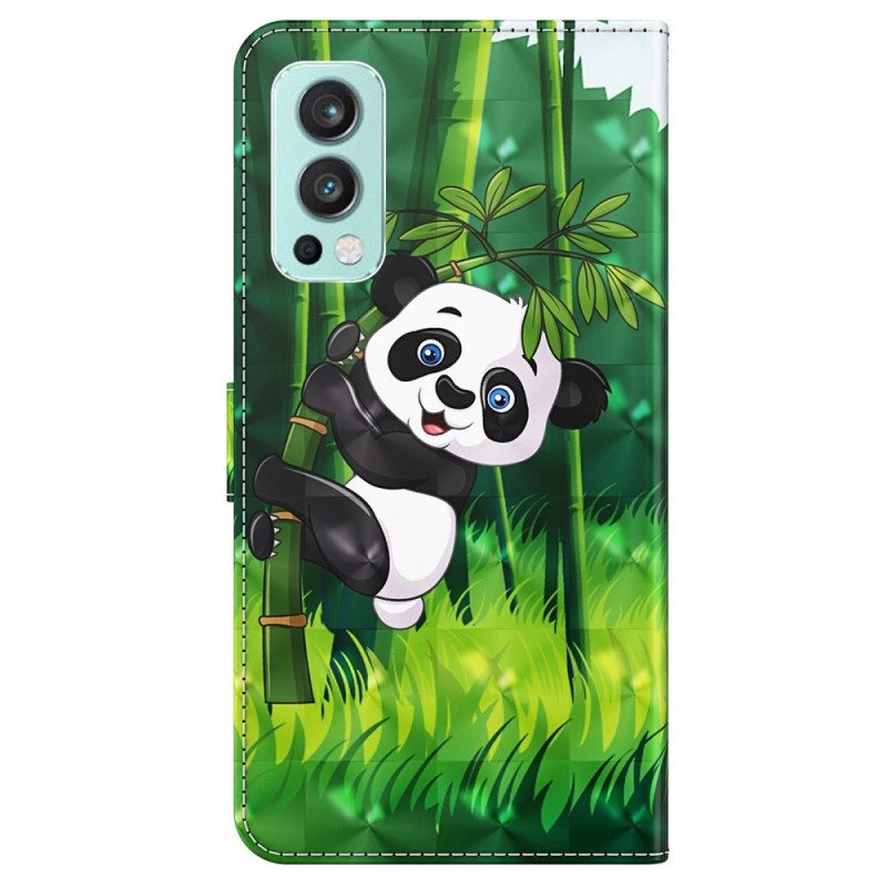 Leren Hoesje voor OnePlus Nord 2 5G Panda En Bamboe