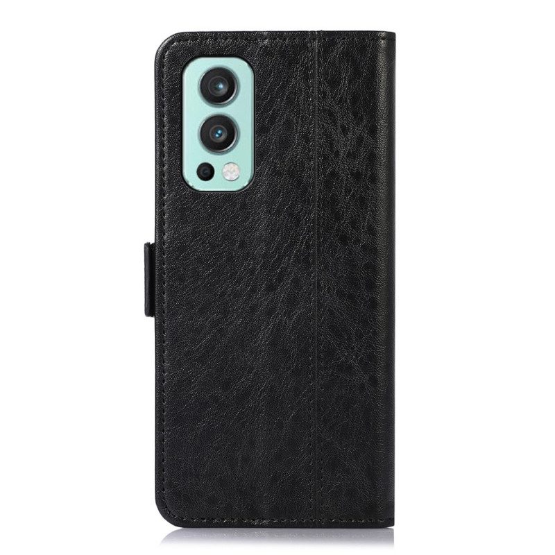 Leren Hoesje voor OnePlus Nord 2 5G Subtiele Stiksels