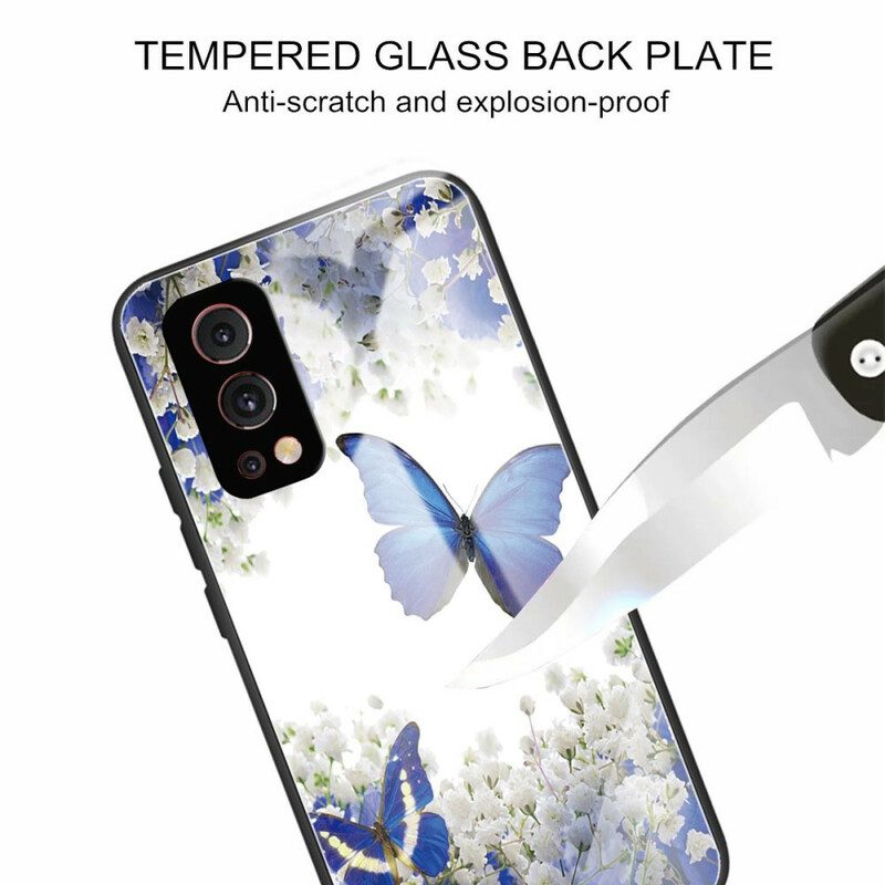 Telefoonhoesje voor OnePlus Nord 2 5G Vlinders Design Gehard Glas