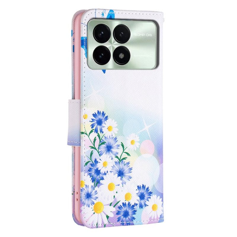 Folio-hoesje Poco X6 Pro 5g Telefoonhoesje Vlinder En Bloemen