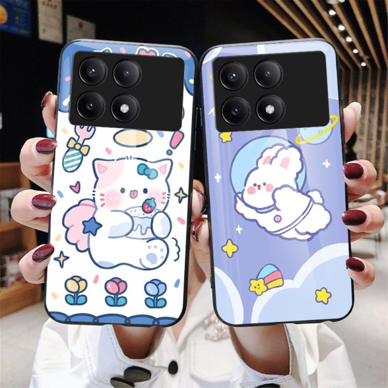 Hoesje Poco X6 Pro 5g Gehard Glas Met Cartoonpatroon Bescherming Hoesje