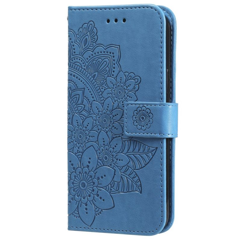 Leren Hoesje Poco X6 Pro 5g Bloemmotief Met Riempje Bescherming Hoesje