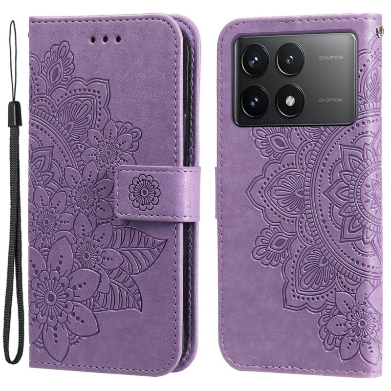 Leren Hoesje Poco X6 Pro 5g Bloemmotief Met Riempje Bescherming Hoesje