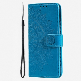 Leren Hoesje Poco X6 Pro 5g Mandala Zon Met Riem Bescherming Hoesje