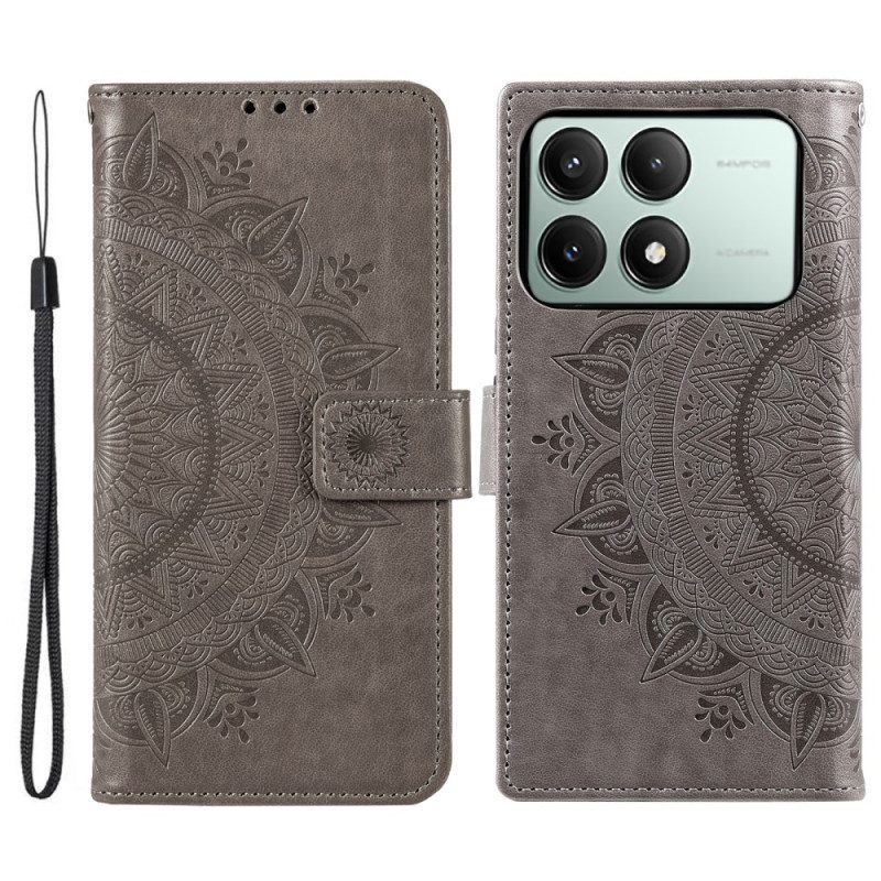 Leren Hoesje Poco X6 Pro 5g Mandala Zon Met Riem Bescherming Hoesje