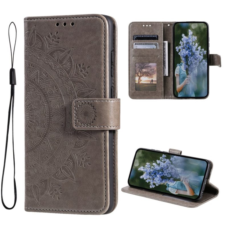 Leren Hoesje Poco X6 Pro 5g Mandala Zon Met Riem Bescherming Hoesje