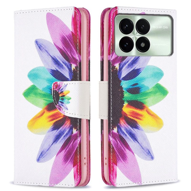 Leren Hoesje Poco X6 Pro 5g Waterverfbloem Bescherming Hoesje