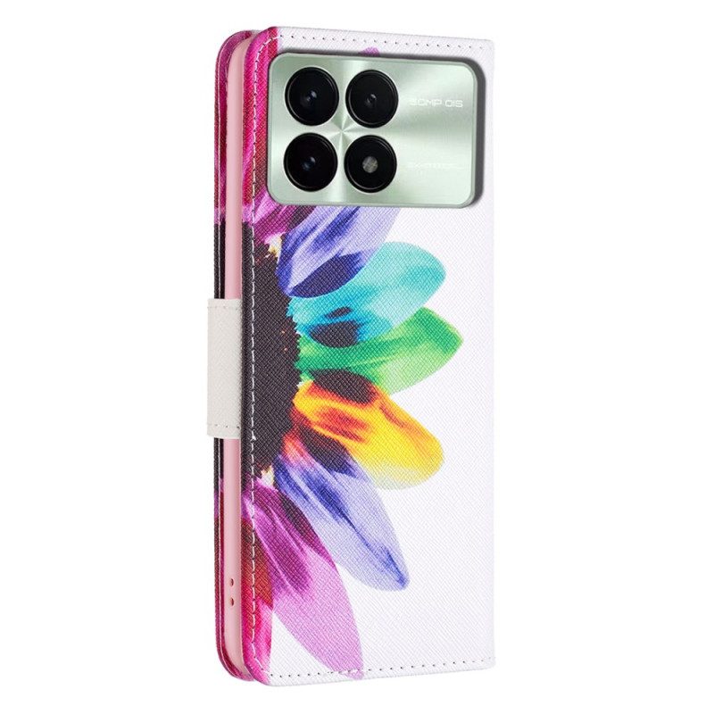 Leren Hoesje Poco X6 Pro 5g Waterverfbloem Bescherming Hoesje