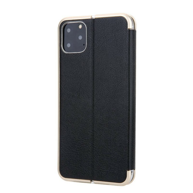 Bescherming Hoesje voor iPhone 11 Pro Folio-hoesje Imitatieleer Cmai2 Metalen Randen