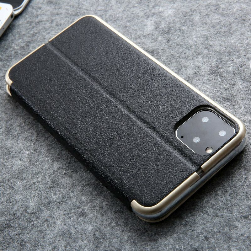 Bescherming Hoesje voor iPhone 11 Pro Folio-hoesje Imitatieleer Cmai2 Metalen Randen