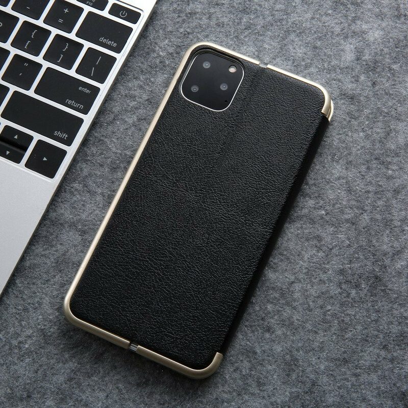 Bescherming Hoesje voor iPhone 11 Pro Folio-hoesje Imitatieleer Cmai2 Metalen Randen