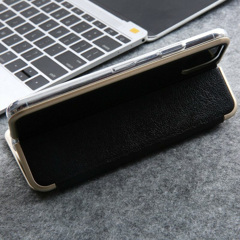 Bescherming Hoesje voor iPhone 11 Pro Folio-hoesje Imitatieleer Cmai2 Metalen Randen