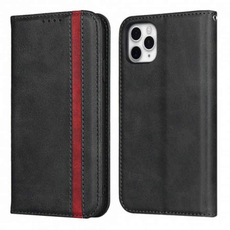 Bescherming Hoesje voor iPhone 11 Pro Folio-hoesje Tweekleurig Leereffect Met Riem