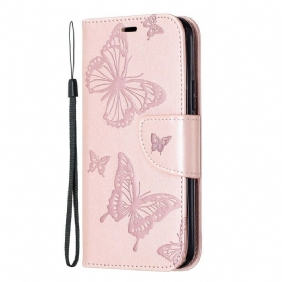 Flip Case voor iPhone 11 Pro Met Ketting Vlinders Bedrukte Strappy