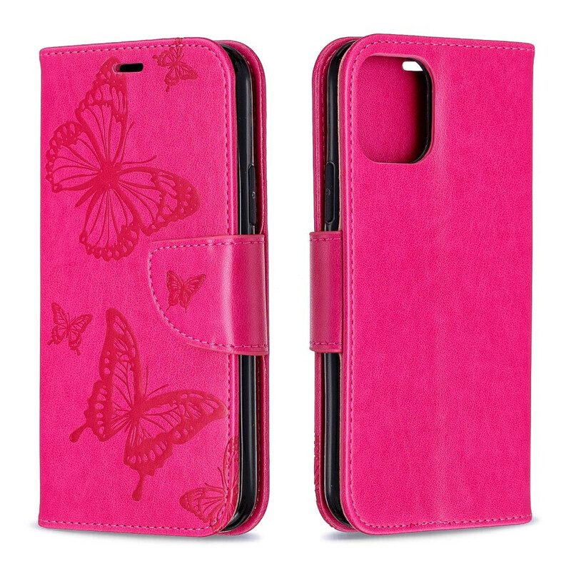 Flip Case voor iPhone 11 Pro Met Ketting Vlinders Bedrukte Strappy