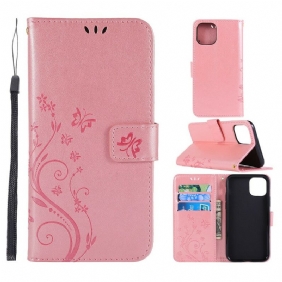 Flip Case voor iPhone 11 Pro Vlinders En Bloemen