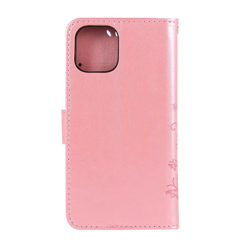 Flip Case voor iPhone 11 Pro Vlinders En Bloemen