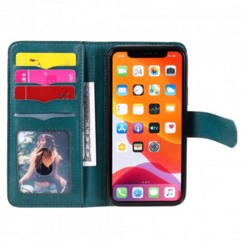 Folio-hoesje voor iPhone 11 Pro Multifunctionele Kaarthouder Voor 10 Kaarten