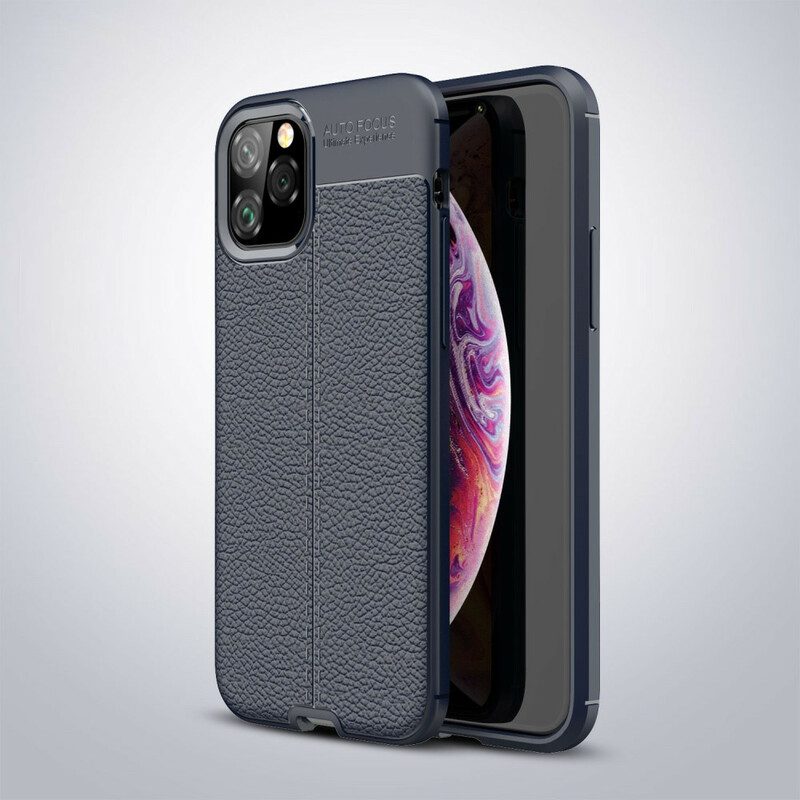 Hoesje voor iPhone 11 Pro Dubbellijnig Litchi-leereffect