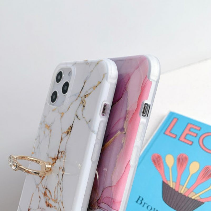 Hoesje voor iPhone 11 Pro Stijl Marmeren Ringbeugel