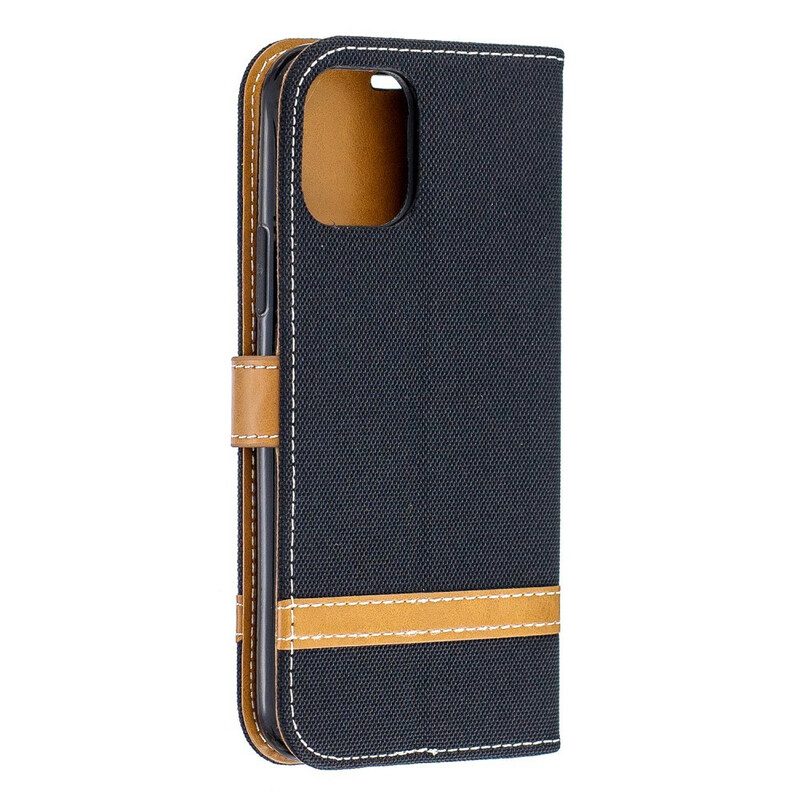 Leren Hoesje voor iPhone 11 Pro Met Ketting Band Van Stof En Leereffect