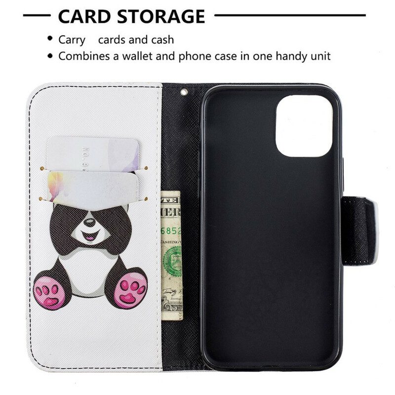 Leren Hoesje voor iPhone 11 Pro Panda-plezier