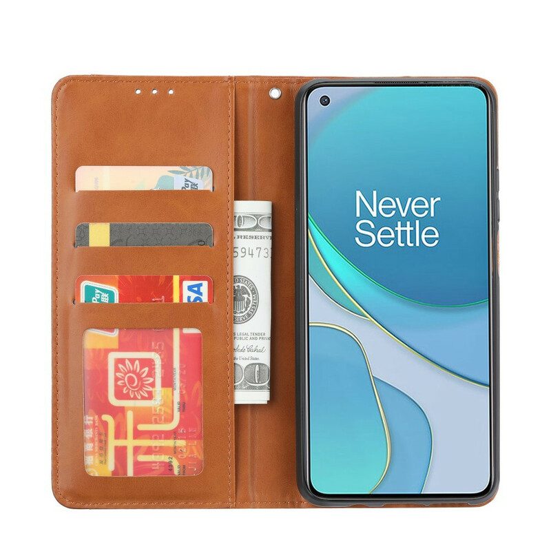 Bescherming Hoesje voor OnePlus 8T Folio-hoesje Kaarthouder Van Imitatieleer