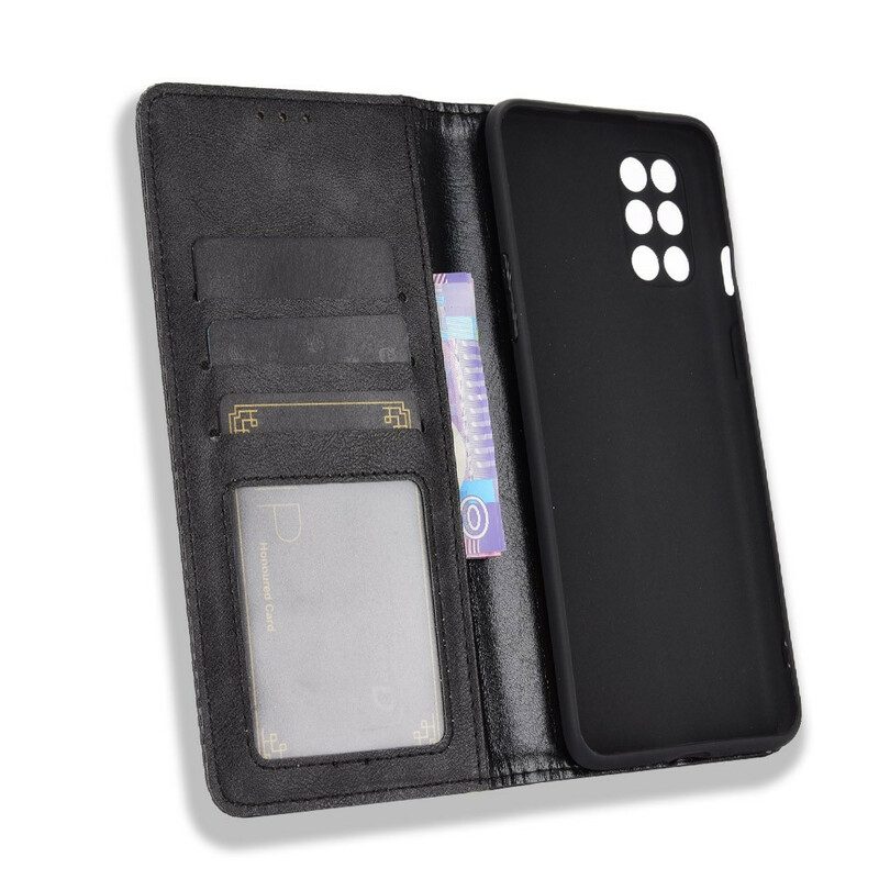 Bescherming Hoesje voor OnePlus 8T Folio-hoesje Vintage Gestileerd Leereffect