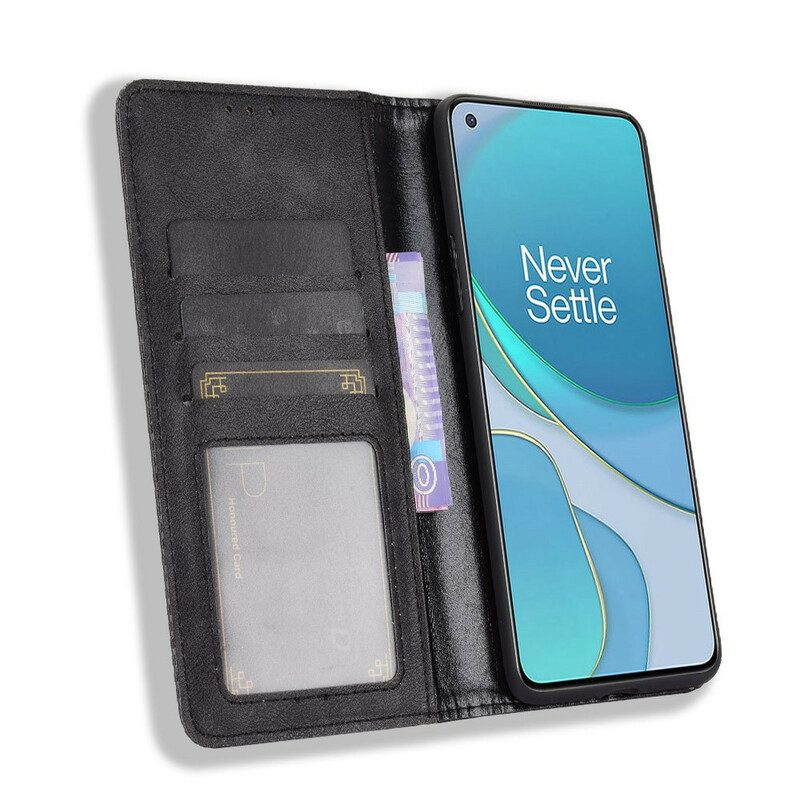 Bescherming Hoesje voor OnePlus 8T Folio-hoesje Vintage Gestileerd Leereffect