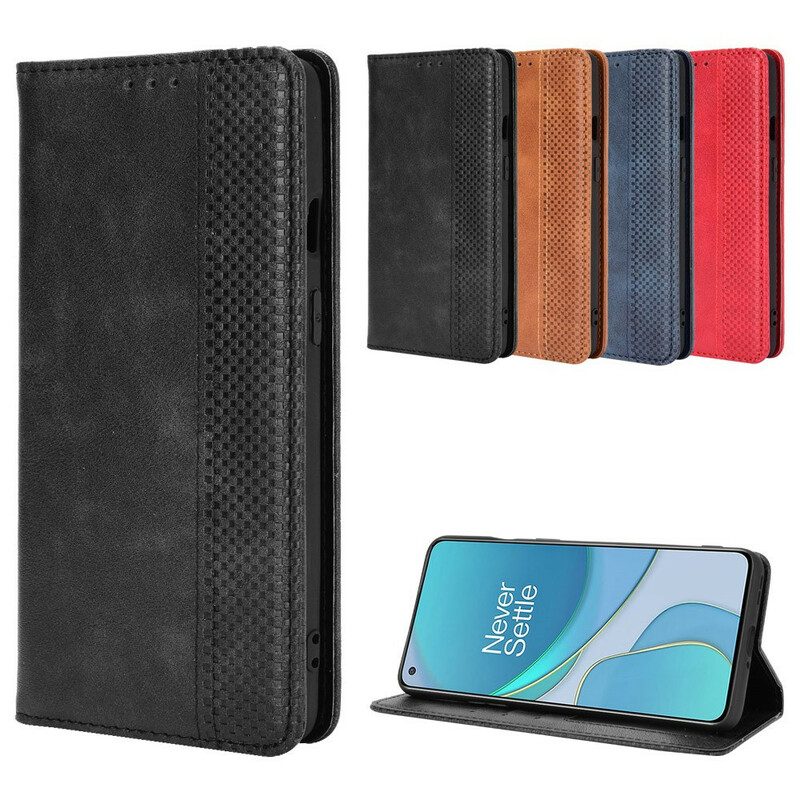 Bescherming Hoesje voor OnePlus 8T Folio-hoesje Vintage Gestileerd Leereffect