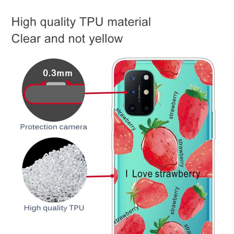 Hoesje voor OnePlus 8T Aardbei / Ik Hou Van Aardbei