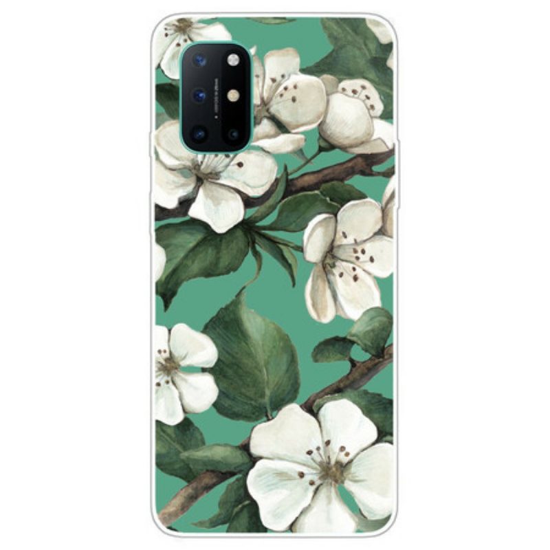 Hoesje voor OnePlus 8T Geschilderde Witte Bloemen