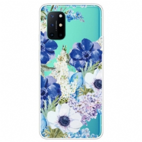 Hoesje voor OnePlus 8T Naadloze Aquarel Blauwe Bloemen