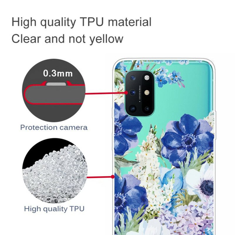 Hoesje voor OnePlus 8T Naadloze Aquarel Blauwe Bloemen