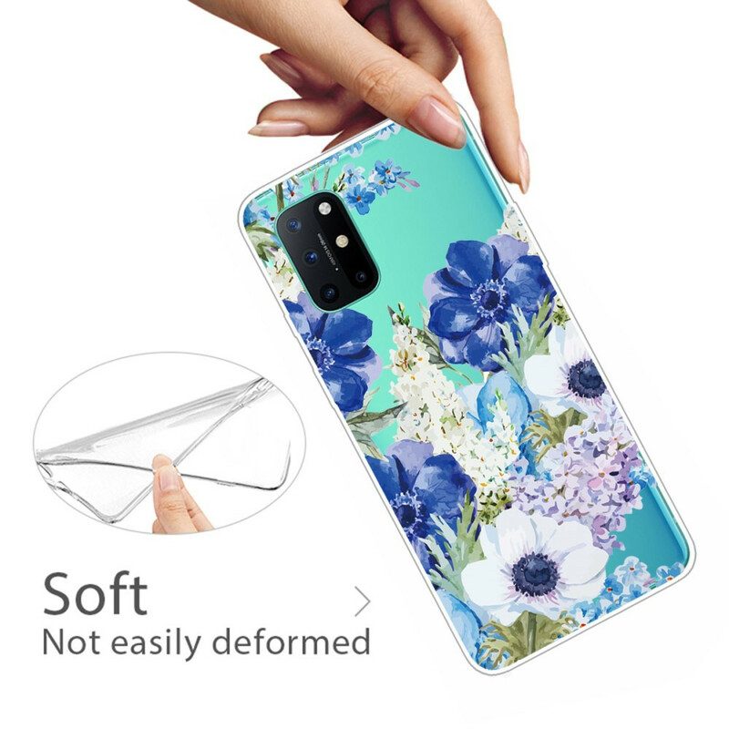 Hoesje voor OnePlus 8T Naadloze Aquarel Blauwe Bloemen