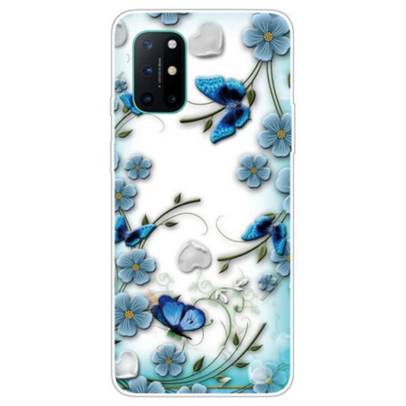 Hoesje voor OnePlus 8T Naadloze Retro Vlinders En Bloemen