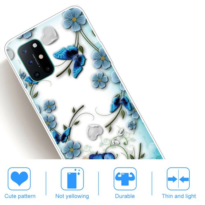 Hoesje voor OnePlus 8T Naadloze Retro Vlinders En Bloemen