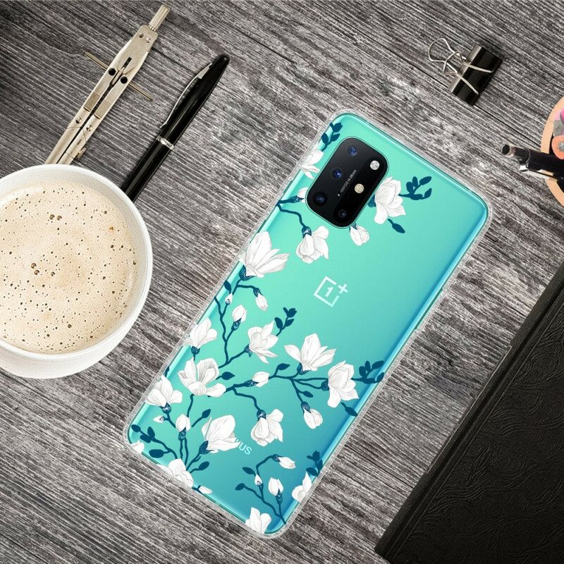 Hoesje voor OnePlus 8T Witte Bloemen