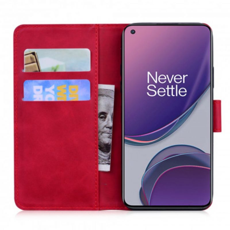 Leren Hoesje voor OnePlus 8T Monochroom Leereffect