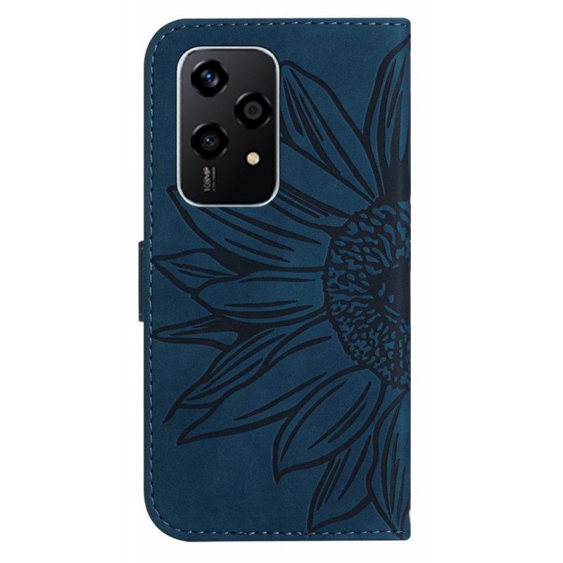 Folio-hoesje Honor 200 Lite Telefoonhoesje Zonnebloemprint Met Riempje