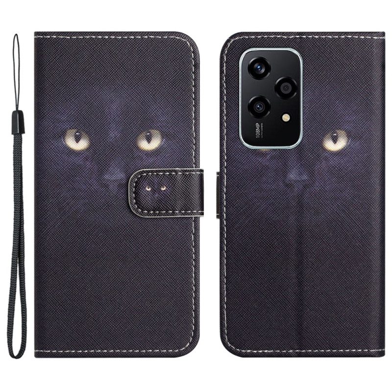 Leren Hoesje Honor 200 Lite Kattenogen Met Bandjes Bescherming Hoesje