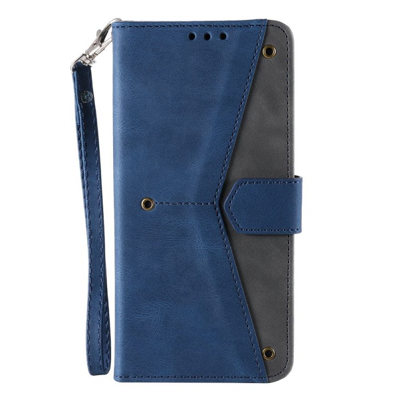 Leren Hoesje Honor 200 Lite Tweekleurige Retroband Bescherming Hoesje