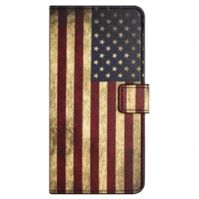 Leren Hoesje Honor 200 Lite Vintage Amerikaanse Vlag