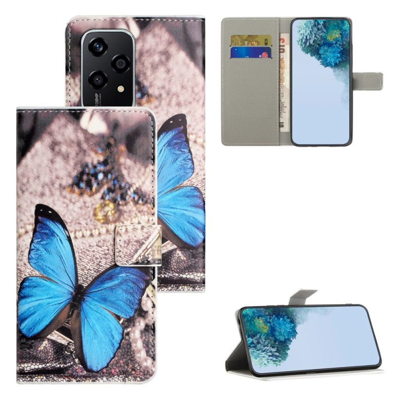 Leren Hoesje Voor Honor 200 Lite Blauwe Vlinder