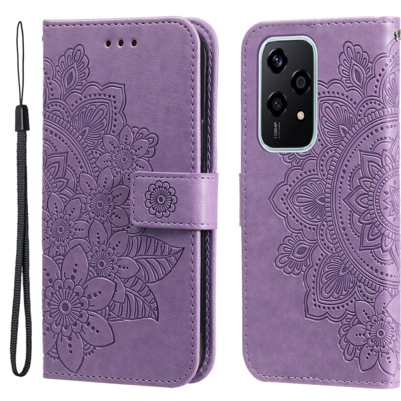 Leren Hoesje Voor Honor 200 Lite Mandalaprint Met Riempje