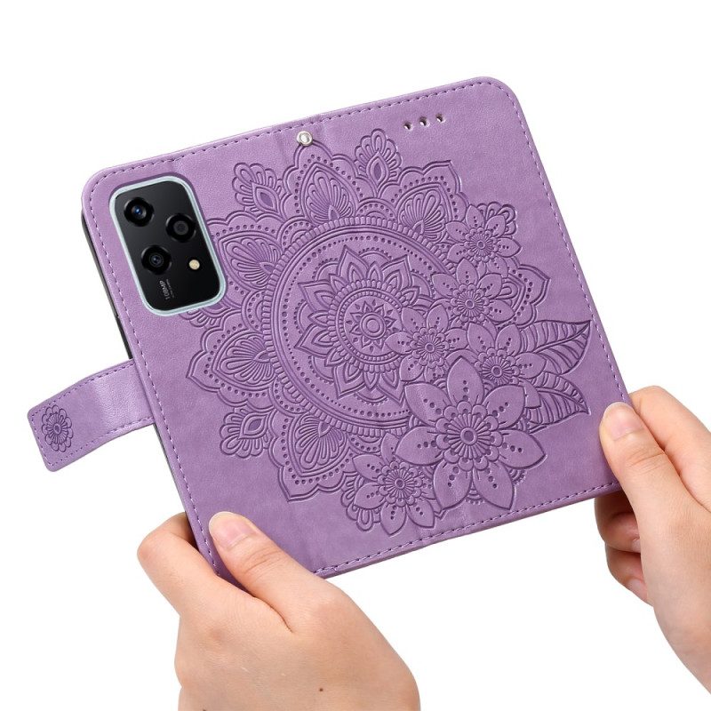 Leren Hoesje Voor Honor 200 Lite Mandalaprint Met Riempje