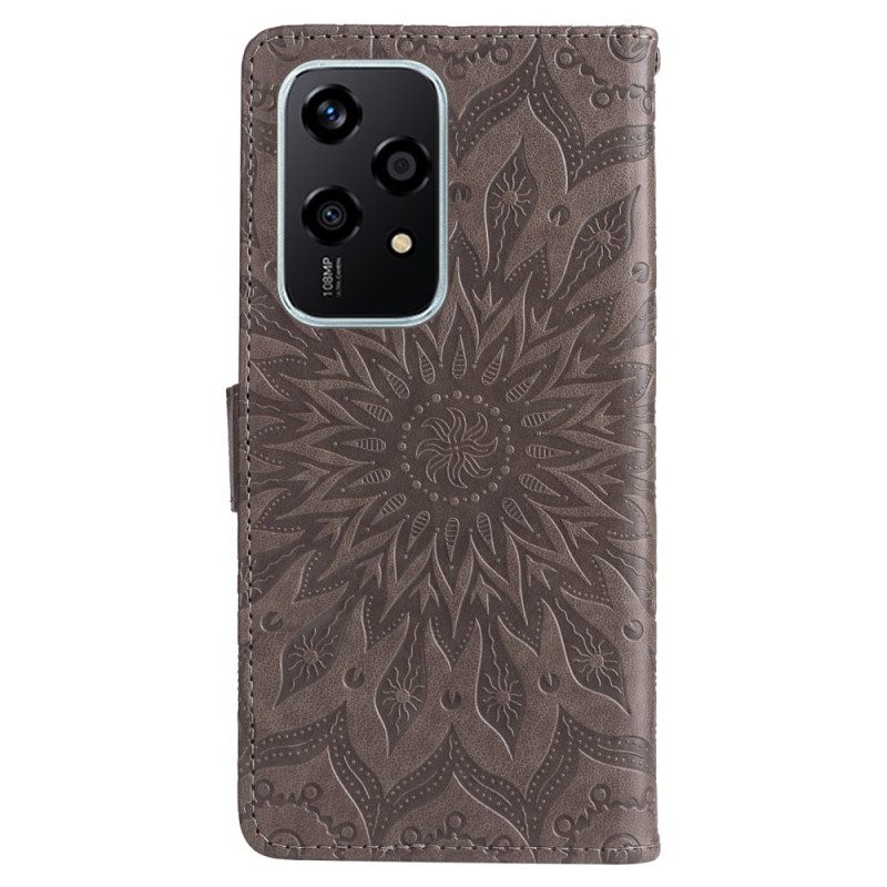 Leren Hoesje Voor Honor 200 Lite Zonne-mandala Met Riem